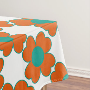 Mandarine-und Türkis-Wasser-Herz-Blumen Tischdecke