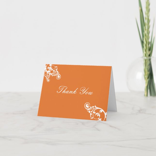 Mandarine und Weiß Blüh Vielen Dank Hinweis Dankeskarte (Vorderseite)