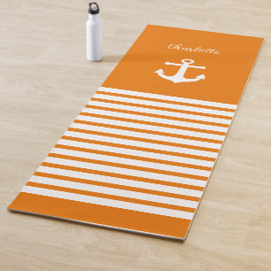 Mandarine und weiße Streifen Personalisiert Yogamatte