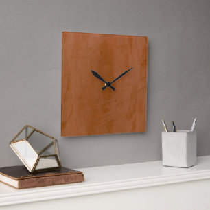 Mandarine Venezianisch Plaster Square Wallclock Quadratische Wanduhr