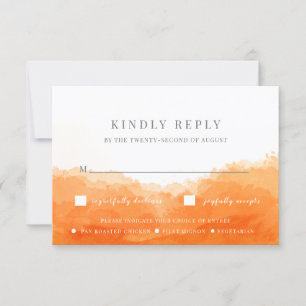 Mandarine Watercolor Wedding RSVP Card Einladung