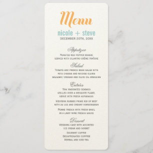 Mandarine Wedding Menu Cards Menükarte