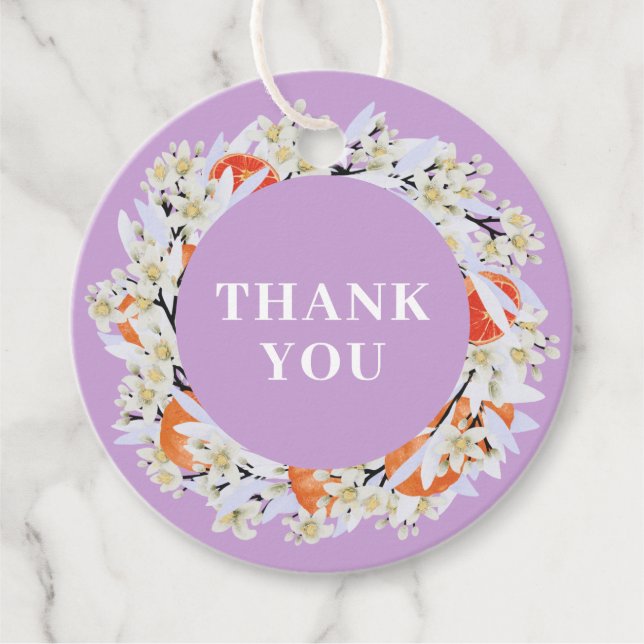 Mandarine Zitrusfrüchte blühende Branchen Wreath F Geschenkanhänger (Vorderseite)