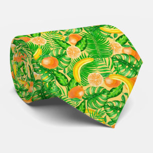 Mandarinen, Bananen und tropische Blätter Krawatte