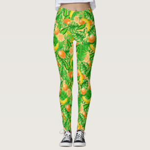 Mandarinen, Bananen und tropische Blätter Leggings
