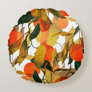 Mandarinen Baum: Juicy nahtlos Muster. Rundes Kissen