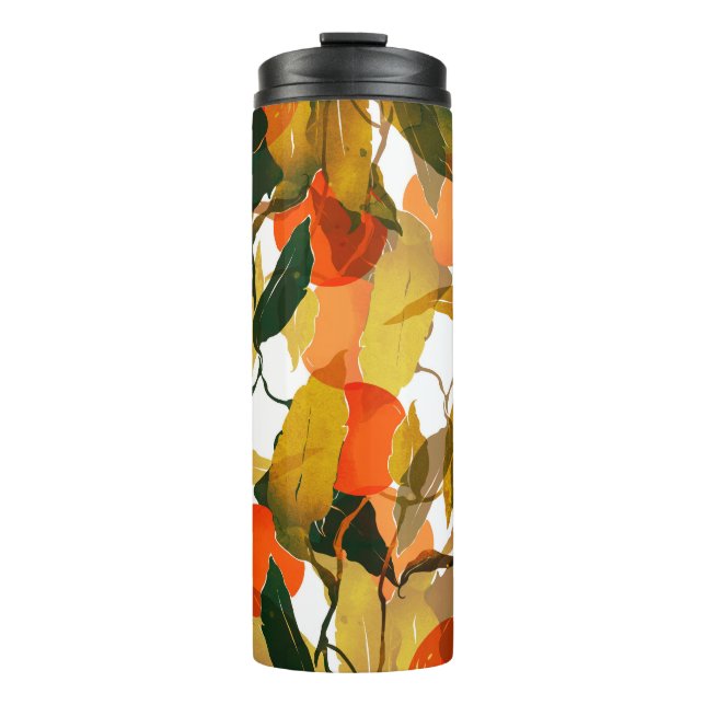 Mandarinen Baum: Juicy nahtlos Muster. Thermosbecher (Vorderseite)