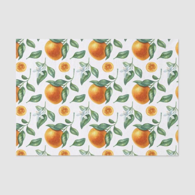 Mandarinen, Blätter und Blume Seidenpapier (Vorderseite)