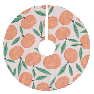 Mandarinen im Vintage-Stil: wiederholende Fruchtte Polyester Weihnachtsbaumdecke