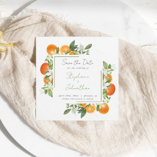 Mandarinen-Orangen-Wasserfarben-Hochzeit  Termin v Save The Date
