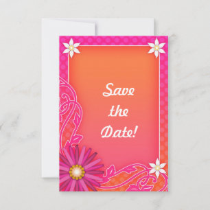 Mandarinen- und rosa Blumenhochzeit - Heiratet bal Save The Date