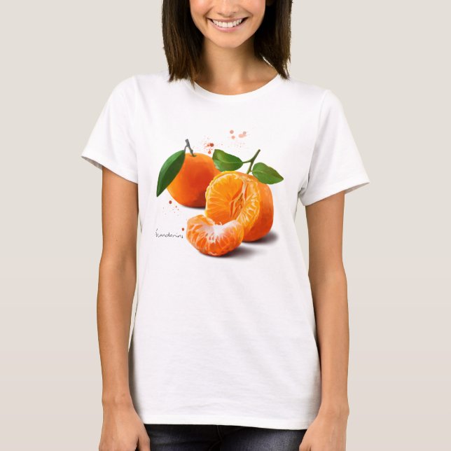 Mandarinen und Splash der Aquarellmalerei T-Shirt (Vorderseite)