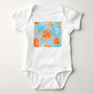 Mandarinen Wasserfarbe: Blue Luxurious Stoff Baby Strampler