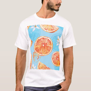 Mandarinen Wasserfarbe: Blue Luxurious Stoff T-Shirt