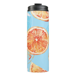 Mandarinen Wasserfarbe: Blue Luxurious Stoff Thermosbecher