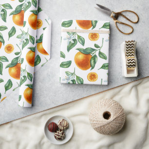 Mandarinen Zweige, Blätter und Blüten Geschenkpapier