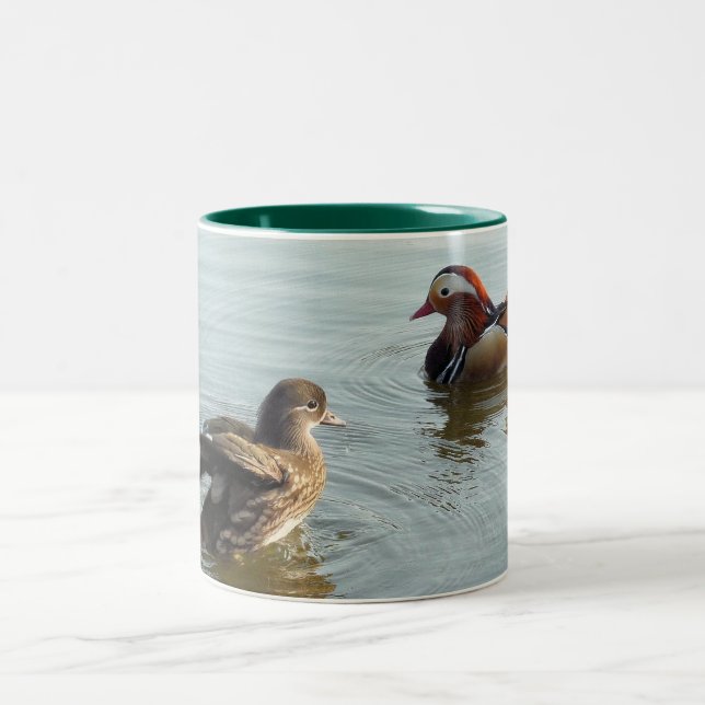 Mandarinenducks Zweifarbige Tasse (Mittel)