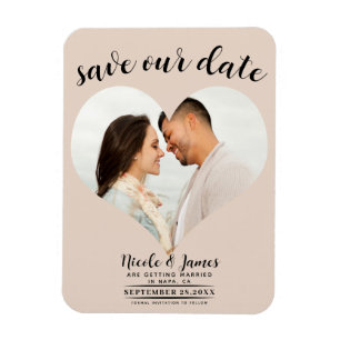 Mandel-Bisque-Herz Foto Hochzeit Termin merken Magnet