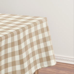 Mandel-Brown-Gingham-Baumwolltischdecke Tischdecke