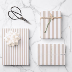 Mandel und weiße Streifen Geschenkpapier Set