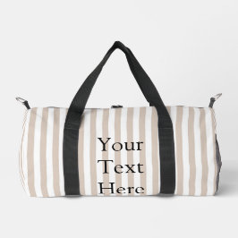 Mandel & weiße Streifen Duffle Bag