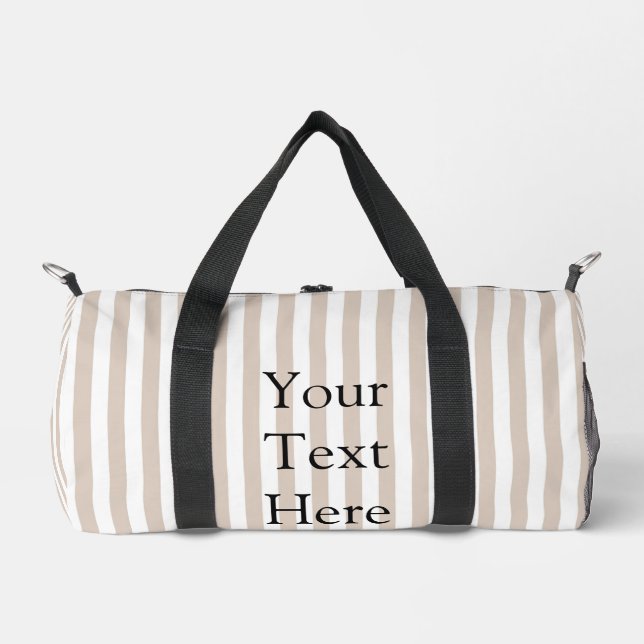 Mandel & weiße Streifen Duffle Bag (Vorderseite)