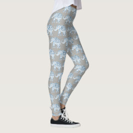 Mandela Blue Elephant über Gray Yoga Leggings