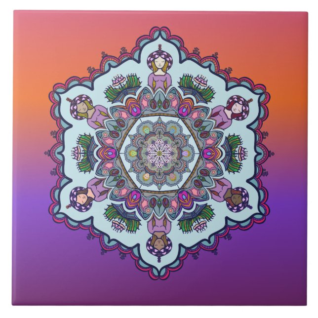 Mandela Design Keramikfliese (Vorderseite)