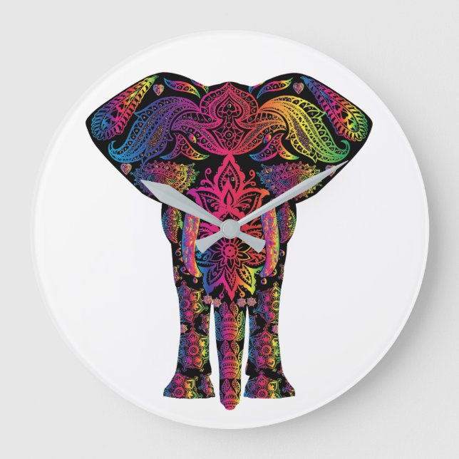 Mandela Elephant Große Wanduhr (Vorderseite)