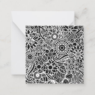 Mandela Floral Schwarz-weiß Modern Fun Gift Mitteilungskarte