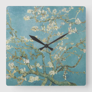 Mandelbaum in Blüte von Vincent Van Gogh Quadratische Wanduhr