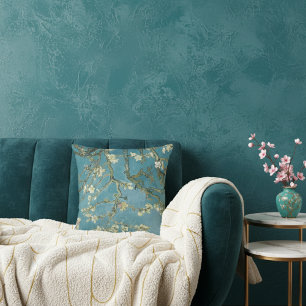 Mandelblüten Floral Boho Blau Klassische Kunst Kissen