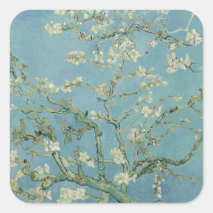 Mandelblüten Gemälde von Van Gogh Quadratischer Aufkleber