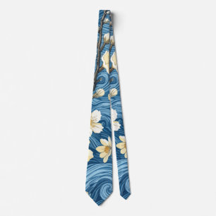 Mandelblüten im Stil von Van Gogh Krawatte