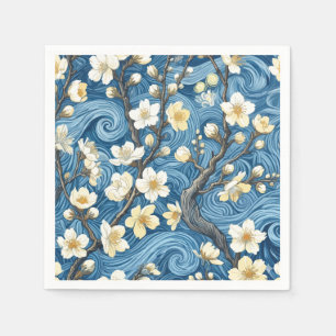 Mandelblüten im Stil von Van Gogh Serviette