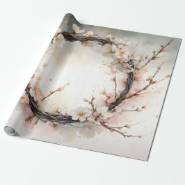 Mandelblüten-Kranz Aquarell Geschenkpapier