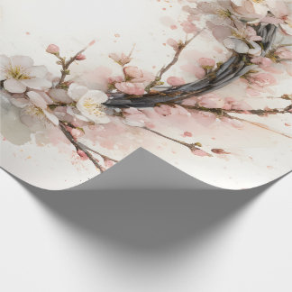Mandelblüten-Kranz Aquarell Geschenkpapier