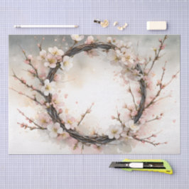 Mandelblüten-Kranz Aquarell Seidenpapier