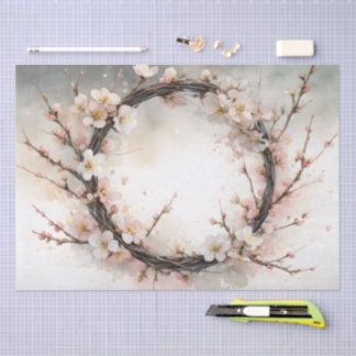 Mandelblüten-Kranz Aquarell Seidenpapier