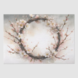 Mandelblüten-Kranz Aquarell Seidenpapier