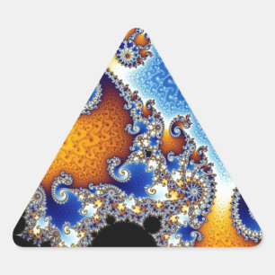Mandelbrot blaues doppeltes gewundenes Fraktal Dreieckiger Aufkleber