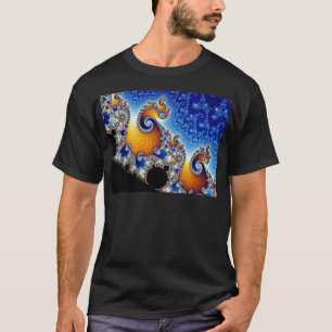 Mandelbrot blaues doppeltes gewundenes Fraktal T-Shirt