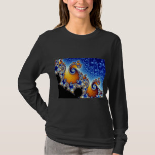 Mandelbrot blaues doppeltes gewundenes Fraktal T-Shirt