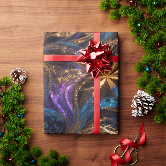 Mandelbrot Blume Retro Colorful Personalisiert Pat Geschenkpapier (Feiertagsgeschenk)