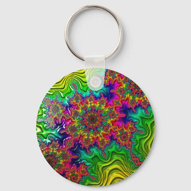 Mandelbrot Color Explosion Key Ring Schlüsselanhänger (Vorderseite)