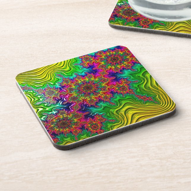 Mandelbrot Color Explosion Plastic Untersetzer (Linke Seite)