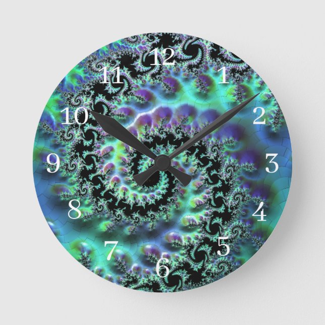 Mandelbrot Discovery Round Wall Clock Runde Wanduhr (Vorderseite)