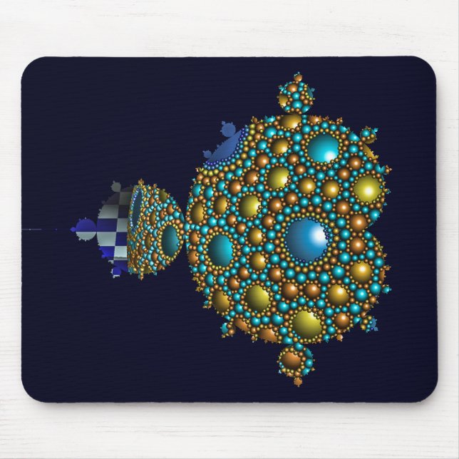 Mandelbrot Fraktal Apollonian Sphere Blue Gold Mousepad (Vorne)