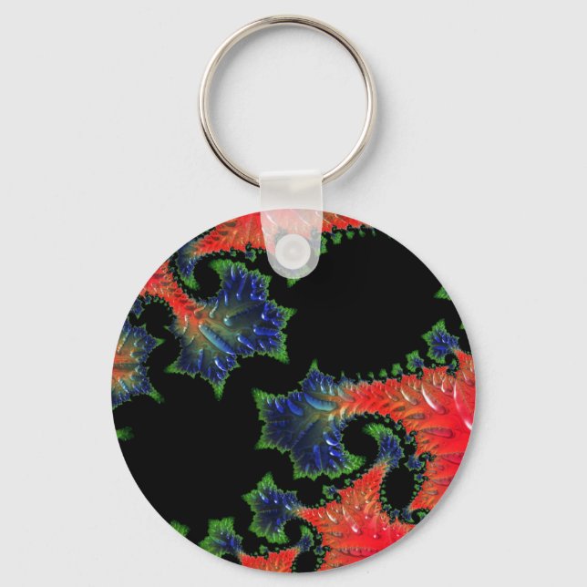 Mandelbrot Garden Button Key Ring Schlüsselanhänger (Vorderseite)
