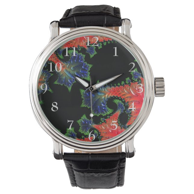 Mandelbrot Garden Watch Armbanduhr (Vorderseite)